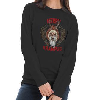 Creepy Merry Krampus Germanic Christmas Demon Horror Gift Women Long Sleeve Tshirt | Favorety