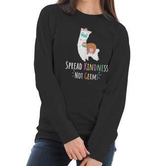 Cute Llama And Sloth Spread Kindness Not Germs Social Distancing Women Long Sleeve Tshirt | Favorety