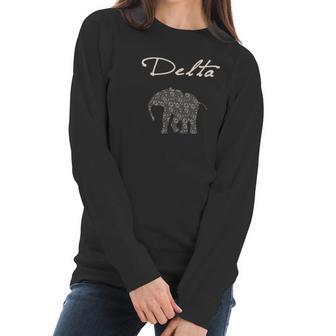 Womens Delta Crimson And Creme Elephant Women Long Sleeve Tshirt | Favorety