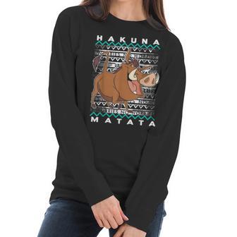 Disney Lion King Pumba Ugly Christmas Graphic T-Shirt Women Long Sleeve Tshirt | Favorety DE