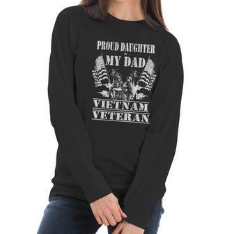 Distressed Proud Daughter Dad Vietnam Veteran Military Gift Graphic Design Printed Casual Daily Basic Women Long Sleeve Tshirt | Favorety