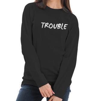 Double Trouble Sibling Brother Sister Matching Twins Women Long Sleeve Tshirt | Favorety UK