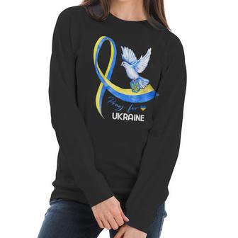 Dove Ukraine Ukrainian Ribbon Pray For Ukraine Free Ukraine Men Women T-Shirt Graphic Print Casual Unisex Tee Women Long Sleeve Tshirt | Favorety CA