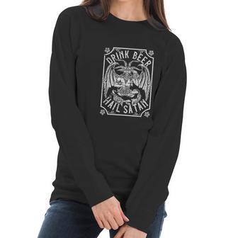 Drink Beer Hail Satan I Satanic Baphomet I Pentagram Occult Women Long Sleeve Tshirt | Favorety CA