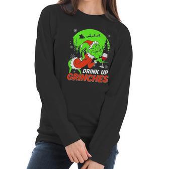 Drink Up Grinch Christmas Drinking Lovers Women Long Sleeve Tshirt | Favorety AU