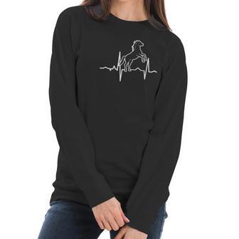 Equestrian Horse Riding Stallion Heartbeats Women Long Sleeve Tshirt | Favorety DE