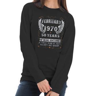 February 1970 50 Years Of Being Awesome Enjoyable Gift 2022 Women Long Sleeve Tshirt | Favorety