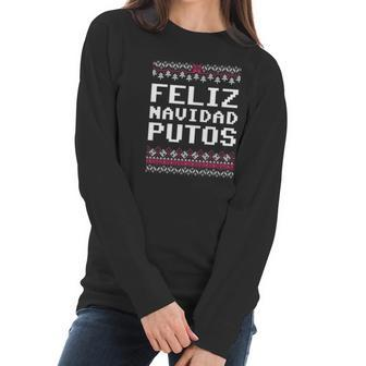 Feliz Navidad Mexican Ugly Christmas Funny Women Long Sleeve Tshirt | Favorety