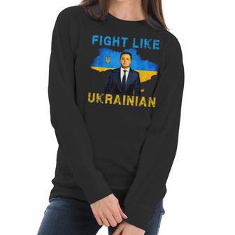 Fight Like Ukrainian I Stand With Ukraine Volodymyr Zelensky Men Women T-Shirt Graphic Print Casual Unisex Tee Women Long Sleeve Tshirt | Favorety DE