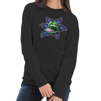 Flower Lip Green Blue Cannabis Marijuana Weed Pot Leaf Lover Women Long Sleeve Tshirt | Favorety UK