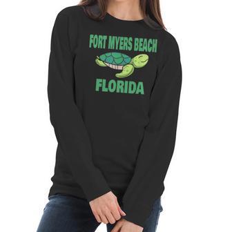 Fort Myers Beach Florida Sea Turtle Themed Women Long Sleeve Tshirt | Favorety CA