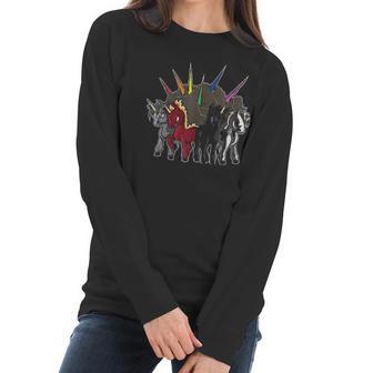 The Four Unicorns Of The Apocalypse Horsemen Parody Women Long Sleeve Tshirt | Favorety