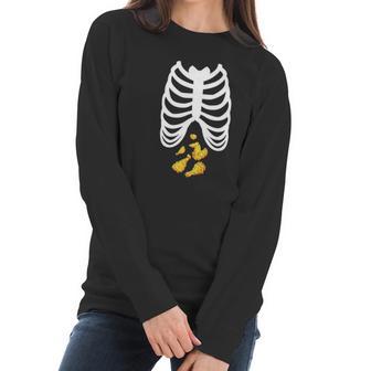 Fried Chicken Lovers Halloween Skeleton Rib Cage Xray Women Long Sleeve Tshirt | Favorety