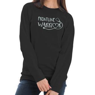 Frontline Warrior Nurse Funny Nursing Gifts Women Long Sleeve Tshirt | Favorety UK