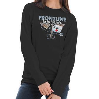 Frontline Warrior Nurse Proud Cna Healthcare Worker Gift Women Long Sleeve Tshirt | Favorety AU