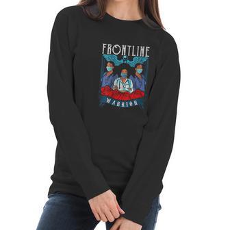 Frontline Warrior Proud Hero Black Nurse Superhero Gift Women Long Sleeve Tshirt | Favorety