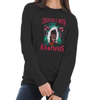 Funny Christmas Holiday Cocktails With Krampus Women Long Sleeve Tshirt | Favorety AU