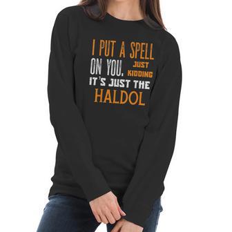 Funny Halloween Nurse Rn Medical Haldol Spell Medical Er Icu Women Long Sleeve Tshirt | Favorety UK