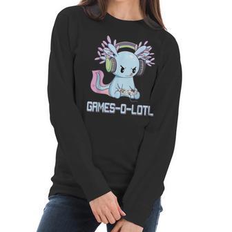 Gamesolotl Axolotl Video Gamer Kawaii Pastel Goth Anime V2 Men Women T-Shirt Graphic Print Casual Unisex Tee Women Long Sleeve Tshirt | Favorety