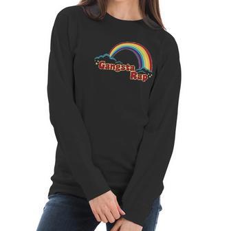 Gangsta Rap Retro Rainbow Funny Music Graphic Women Long Sleeve Tshirt | Favorety DE