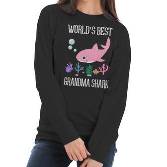 Grandma Gift Worlds Best Grandma Shark Women Long Sleeve Tshirt | Favorety UK