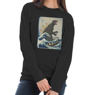 The Great Godzilla Off Kanagawa Funny Women Long Sleeve Tshirt | Favorety AU