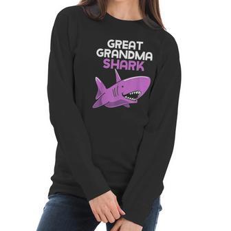 Great Grandma Shark Funny Family Gift Women Long Sleeve Tshirt | Favorety AU