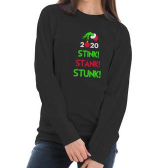 The Grinch Hand Holding 2020 Stink Stank Stunk Christmas Women Long Sleeve Tshirt | Favorety DE