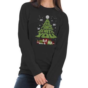 Grinch May The Force Be With You Christmas Tree Women Long Sleeve Tshirt | Favorety AU