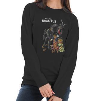 Gruss Vom Krampus Greetings From Christmas Germanic Demon Women Long Sleeve Tshirt | Favorety UK