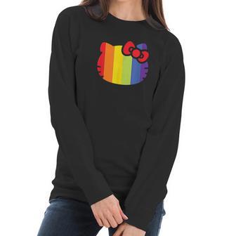 Hello Kitty Rainbow Stripe Women Long Sleeve Tshirt | Favorety AU