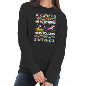 Ho Ho Ho Homo Happy Holigays Ugly Christmas Women Long Sleeve Tshirt | Favorety UK