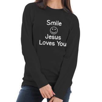 Inspirational Smile Jesus Loves You Women Long Sleeve Tshirt | Favorety CA