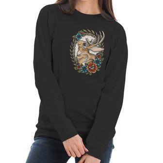 Jackalope With Flowers Women Long Sleeve Tshirt | Favorety DE