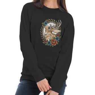 Jackalope With Flowers Women Long Sleeve Tshirt | Favorety CA