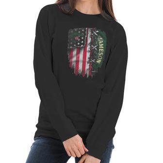 Jameson Irish Whiskey Inside American Flag Women Long Sleeve Tshirt | Favorety DE