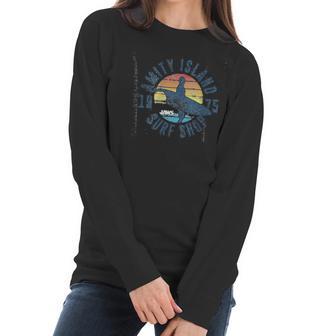 Womens Jaws Amity Island Surf Shop 1975 Retro Logo Women Long Sleeve Tshirt | Favorety