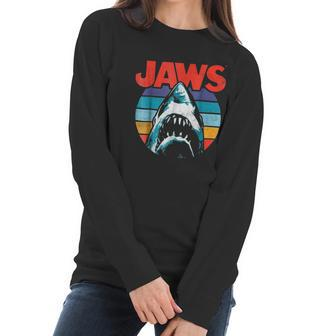 Jaws Retro Colors Shark Rainbow Women Long Sleeve Tshirt | Favorety
