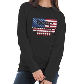 Jeep Beer American Flag Jeep And Beer Shirt Women Long Sleeve Tshirt | Favorety AU