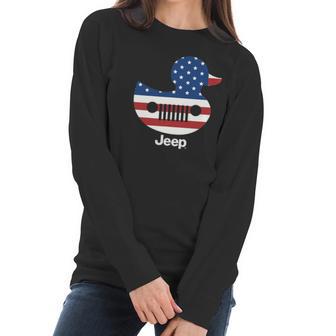 Jeep Duck American Flag Gift For Patriotic Women Long Sleeve Tshirt | Favorety