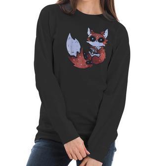 Kawaii Pastel Goth Art Cute Creepy Red Fox Fennec Grey Fox Men Women T-Shirt Graphic Print Casual Unisex Tee Women Long Sleeve Tshirt | Favorety