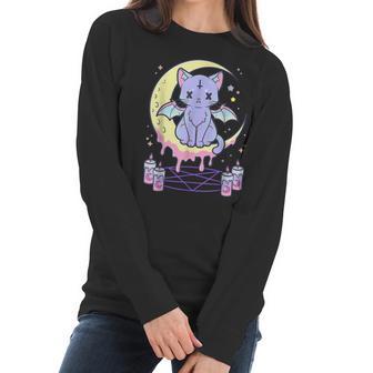 Kawaii Pastel Goth Cute Creepy Black Cat Men Women T-Shirt Graphic Print Casual Unisex Tee Women Long Sleeve Tshirt | Favorety CA