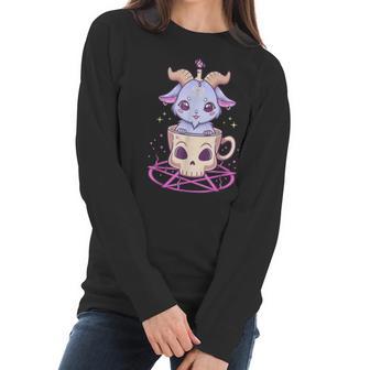 Kawaii Pastel Goth Cute Creepy Pentacle Baphomet Goat Men Women T-Shirt Graphic Print Casual Unisex Tee Women Long Sleeve Tshirt | Favorety