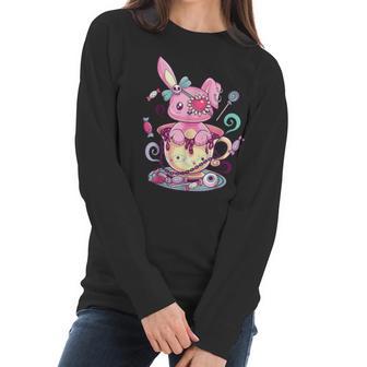 Kawaii Pastel Goth Cute Creepy Rabbit Menhera Occult Bunny Men Women T-Shirt Graphic Print Casual Unisex Tee Women Long Sleeve Tshirt | Favorety