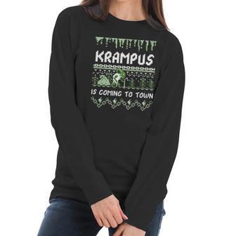 Krampus Is Coming To Town Funny Krampus Christmas Women Long Sleeve Tshirt | Favorety UK