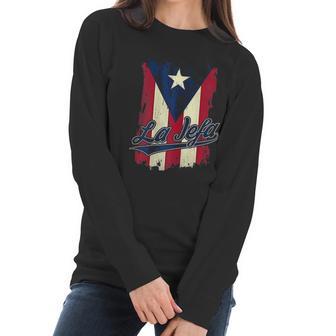 La Jefa Puerto Rico Flag For Puerto Rican Women Camisa Women Long Sleeve Tshirt | Favorety DE