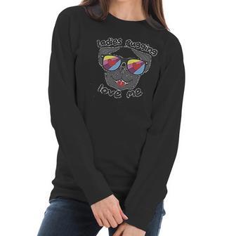 Ladies Pugging Loves Me Pug Mom Women Long Sleeve Tshirt | Favorety CA