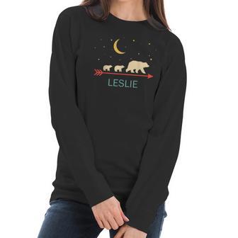 Leslie Name Gift Personalized Mama Bear With 2 Cubs Women Long Sleeve Tshirt | Favorety CA