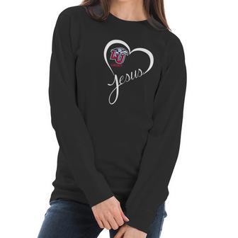 Liberty Flames Heart Jesus Apparel Women Long Sleeve Tshirt | Favorety UK