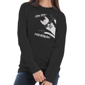 Llama Alpaca With Pistols Vintage Pewpewpew Madafakas Women Long Sleeve Tshirt | Favorety DE